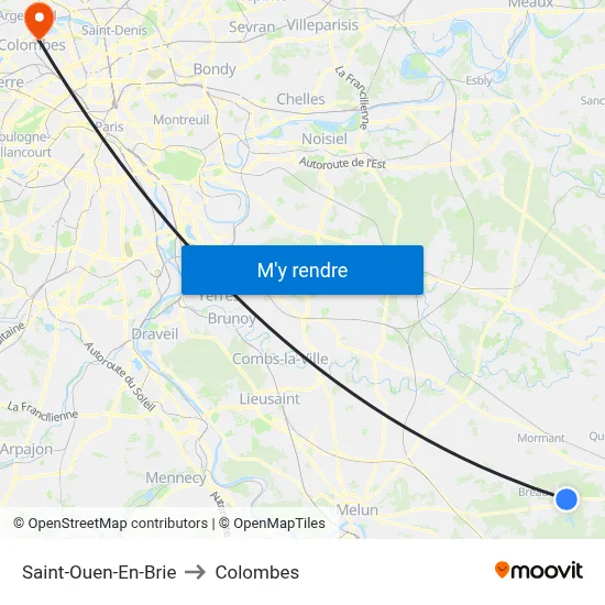 Saint-Ouen-En-Brie to Colombes map