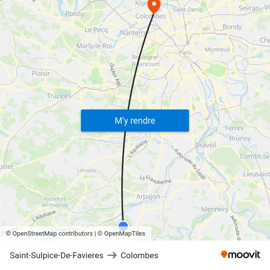 Saint-Sulpice-De-Favieres to Colombes map