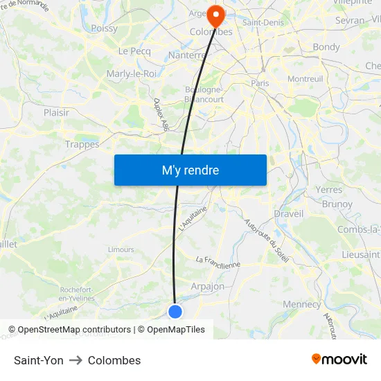 Saint-Yon to Colombes map