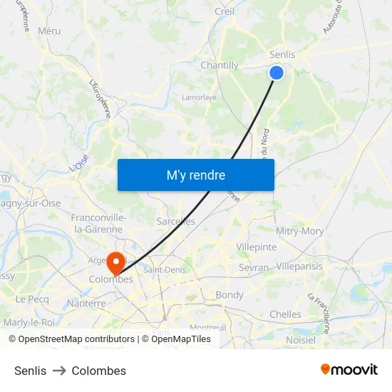 Senlis to Colombes map