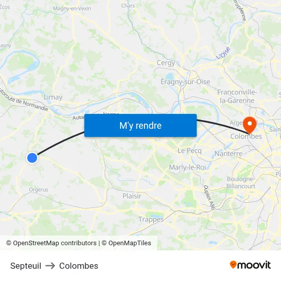 Septeuil to Colombes map