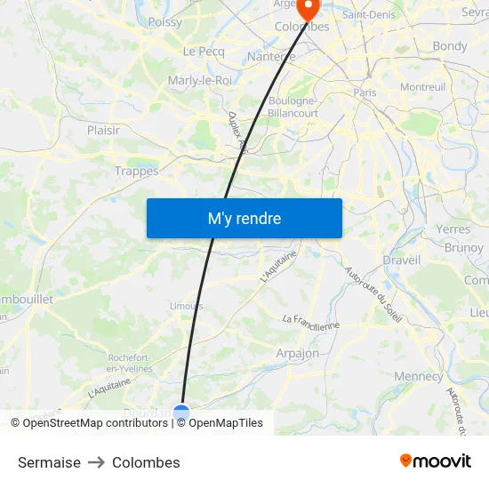 Sermaise to Colombes map