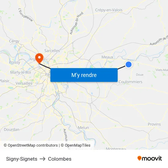 Signy-Signets to Colombes map