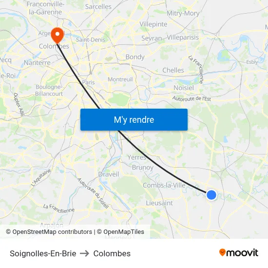 Soignolles-En-Brie to Colombes map