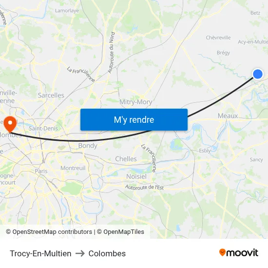 Trocy-En-Multien to Colombes map