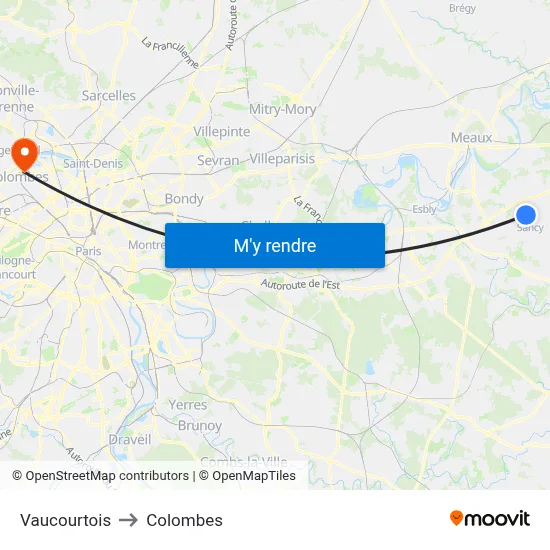 Vaucourtois to Colombes map