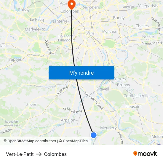 Vert-Le-Petit to Colombes map