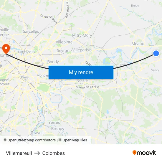 Villemareuil to Colombes map