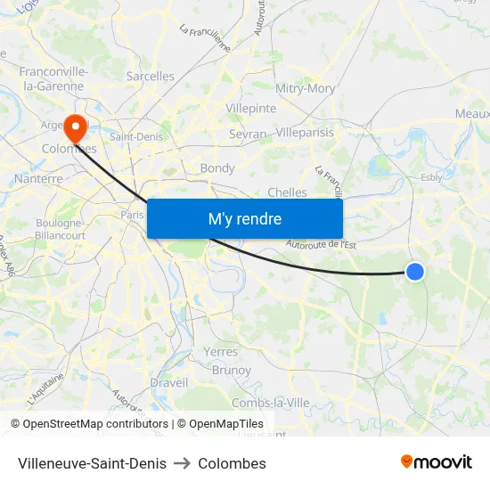 Villeneuve-Saint-Denis to Colombes map