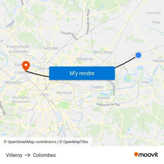 Villeroy to Colombes map