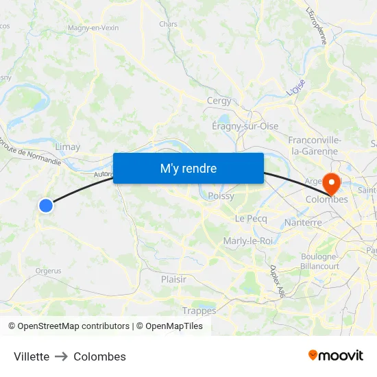 Villette to Colombes map