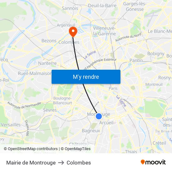 Mairie de Montrouge to Colombes map
