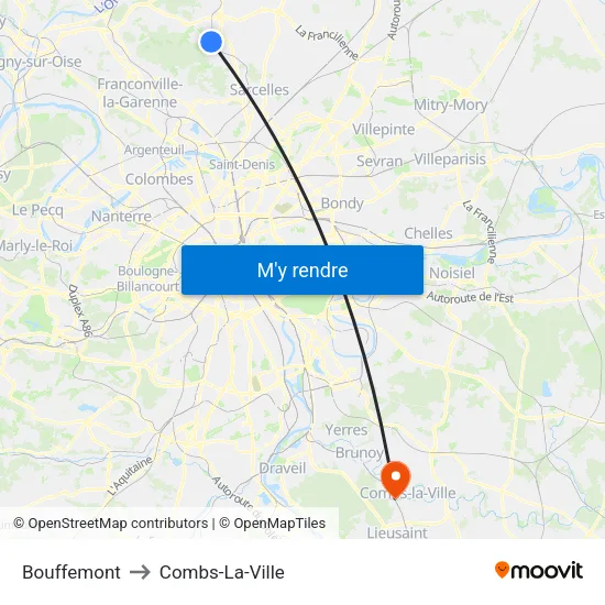Bouffemont to Combs-La-Ville map