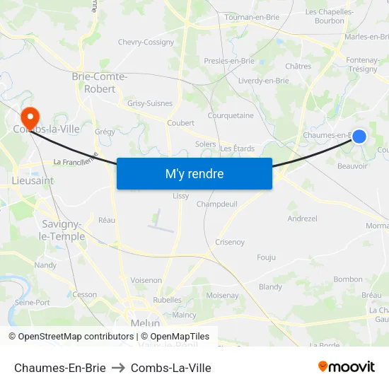 Chaumes-En-Brie to Combs-La-Ville map