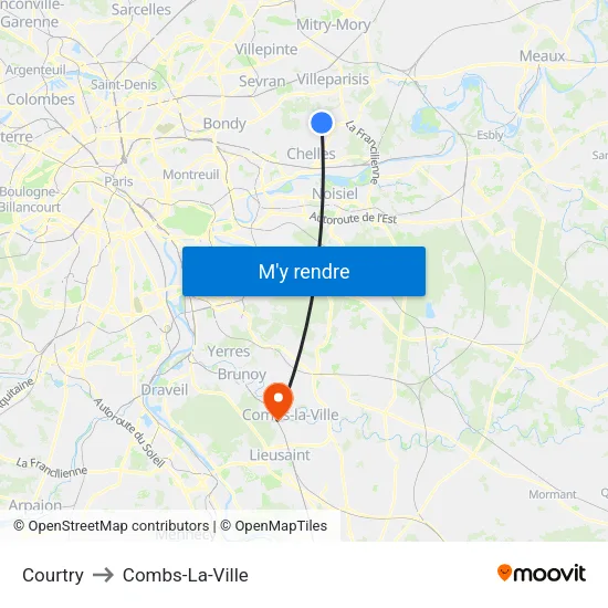 Courtry to Combs-La-Ville map