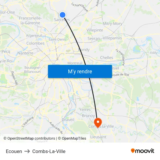 Ecouen to Combs-La-Ville map