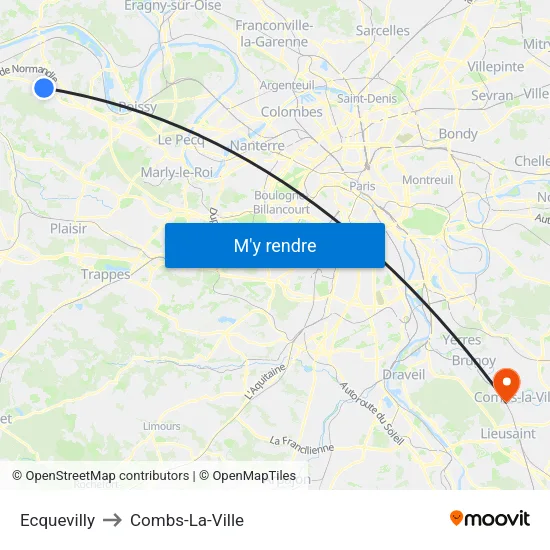 Ecquevilly to Combs-La-Ville map