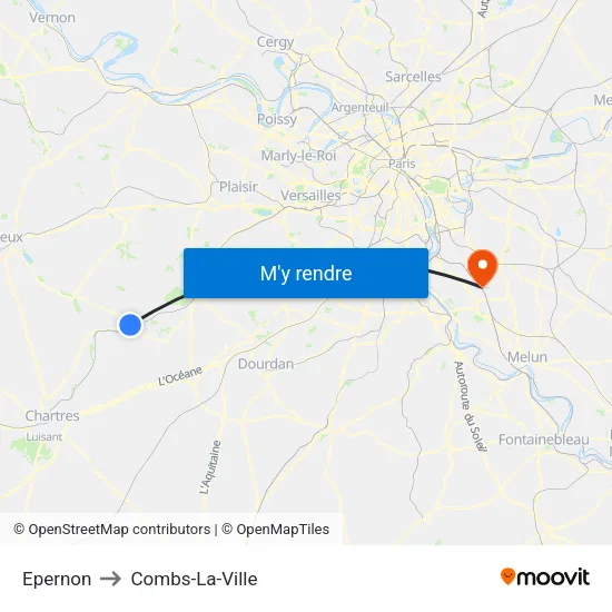 Epernon to Combs-La-Ville map