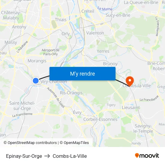Epinay-Sur-Orge to Combs-La-Ville map