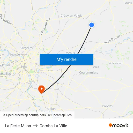 La Ferte-Milon to Combs-La-Ville map