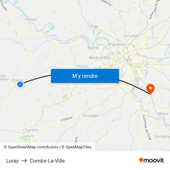 Luray to Combs-La-Ville map