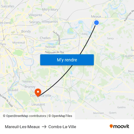 Mareuil-Les-Meaux to Combs-La-Ville map
