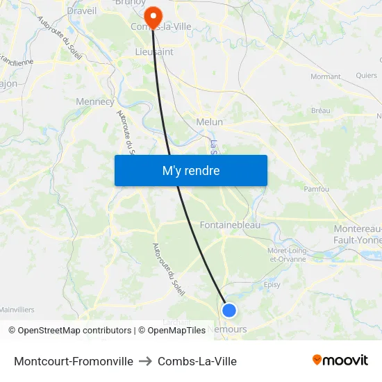 Montcourt-Fromonville to Combs-La-Ville map