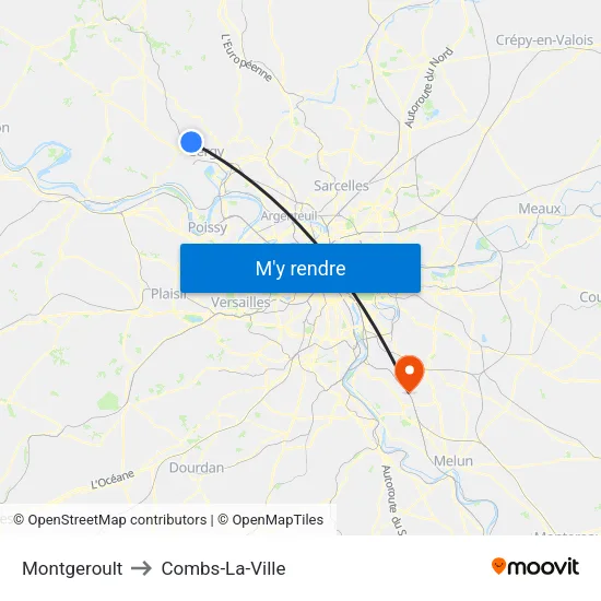 Montgeroult to Combs-La-Ville map