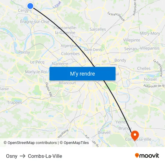 Osny to Combs-La-Ville map