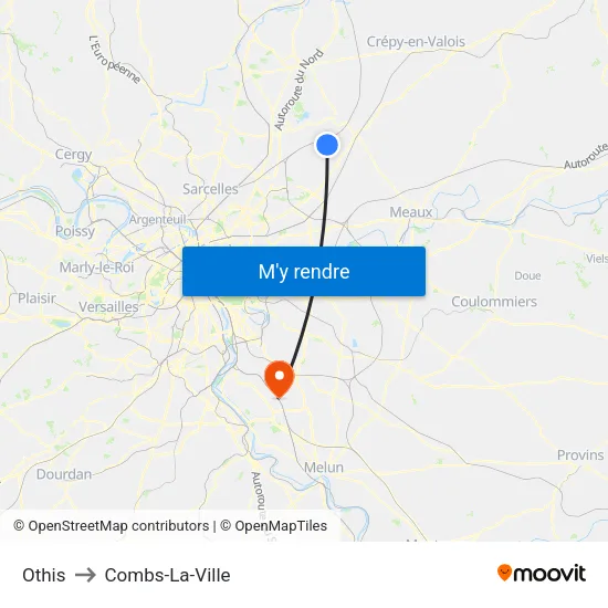 Othis to Combs-La-Ville map