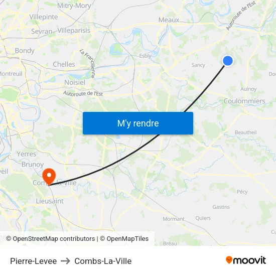 Pierre-Levee to Combs-La-Ville map