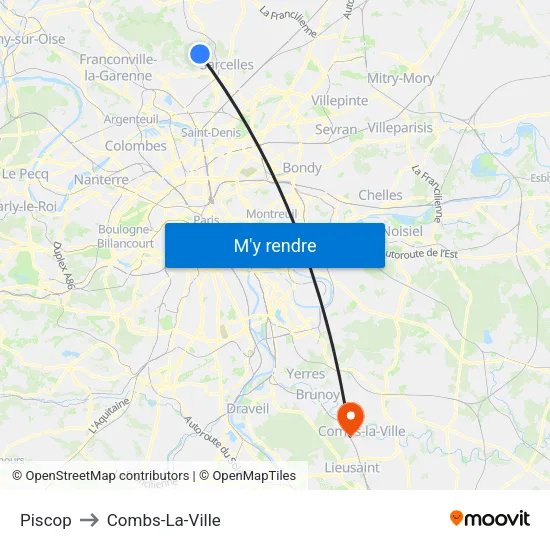 Piscop to Combs-La-Ville map