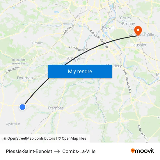 Plessis-Saint-Benoist to Combs-La-Ville map