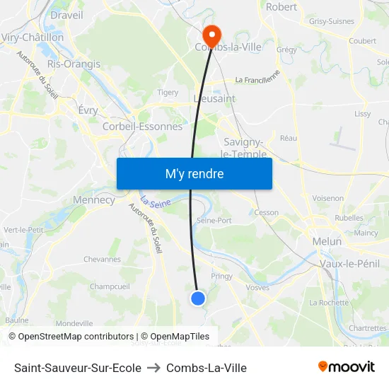 Saint-Sauveur-Sur-Ecole to Combs-La-Ville map
