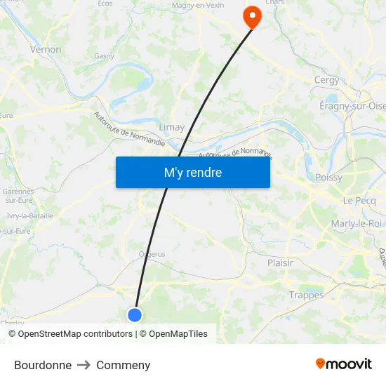 Bourdonne to Commeny map