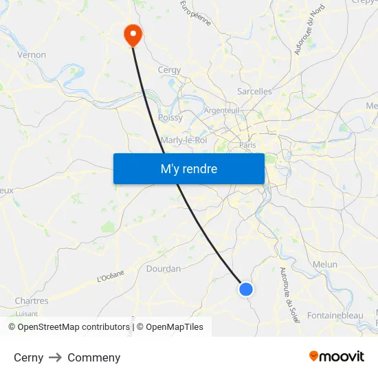 Cerny to Commeny map