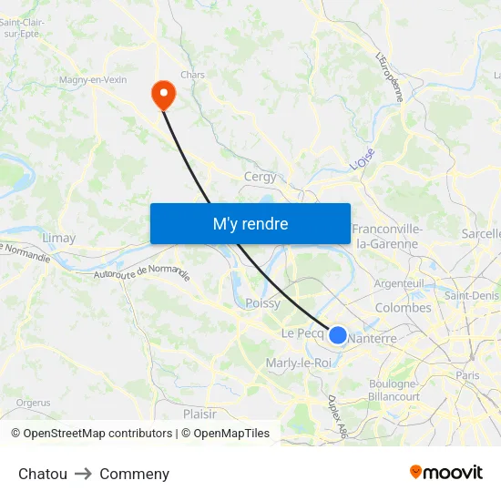 Chatou to Commeny map