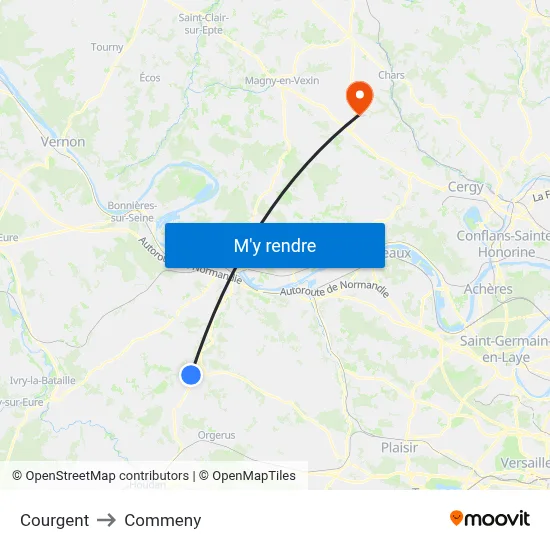 Courgent to Commeny map