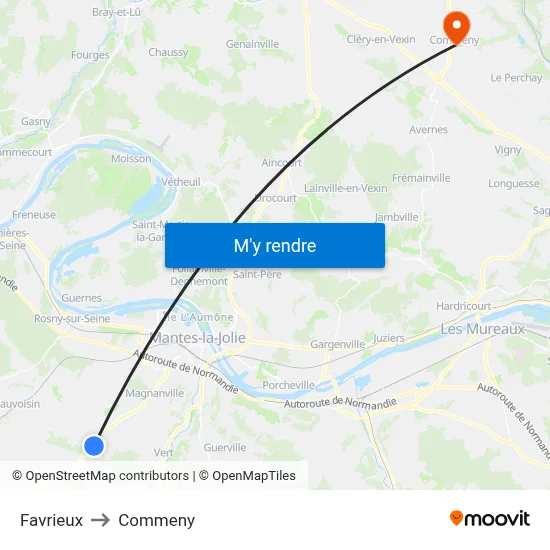 Favrieux to Commeny map
