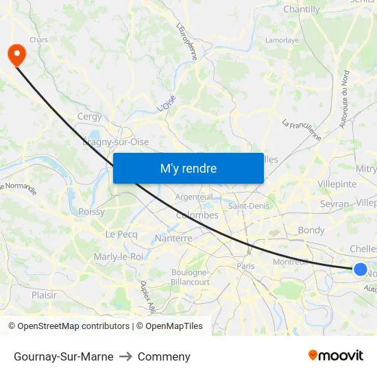 Gournay-Sur-Marne to Commeny map