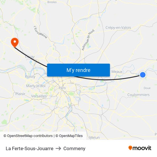 La Ferte-Sous-Jouarre to Commeny map