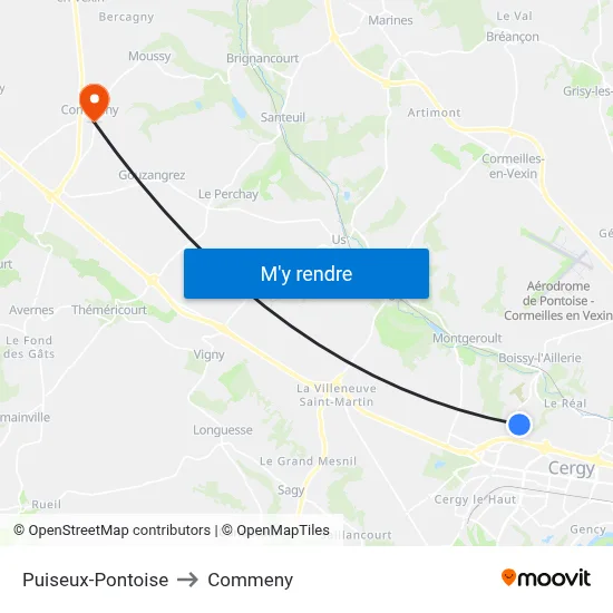Puiseux-Pontoise to Commeny map
