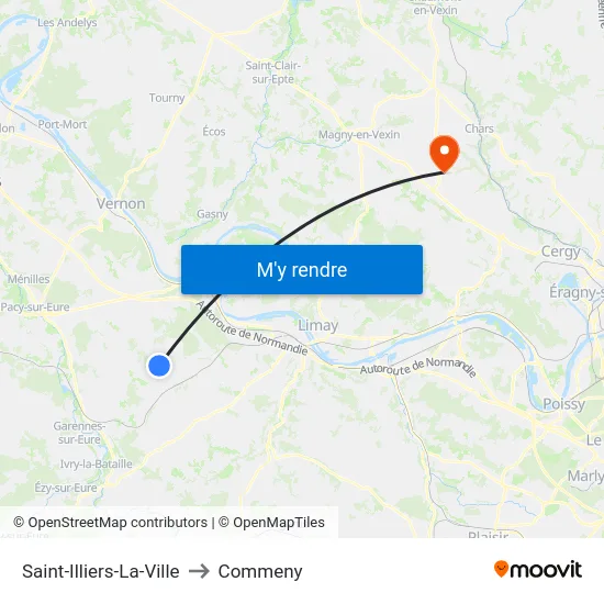 Saint-Illiers-La-Ville to Commeny map