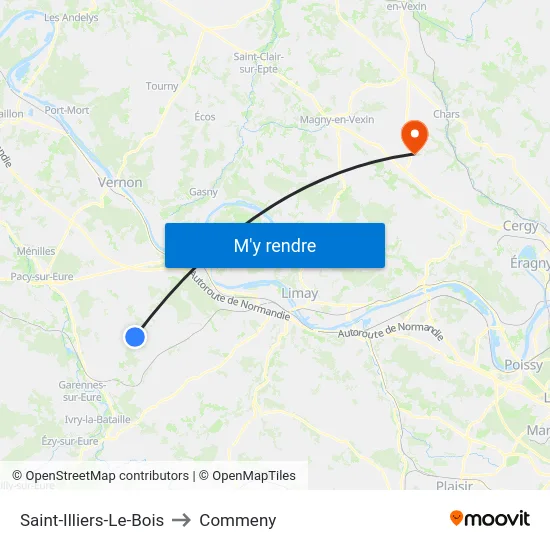 Saint-Illiers-Le-Bois to Commeny map