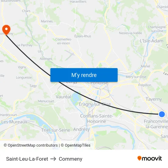 Saint-Leu-La-Foret to Commeny map