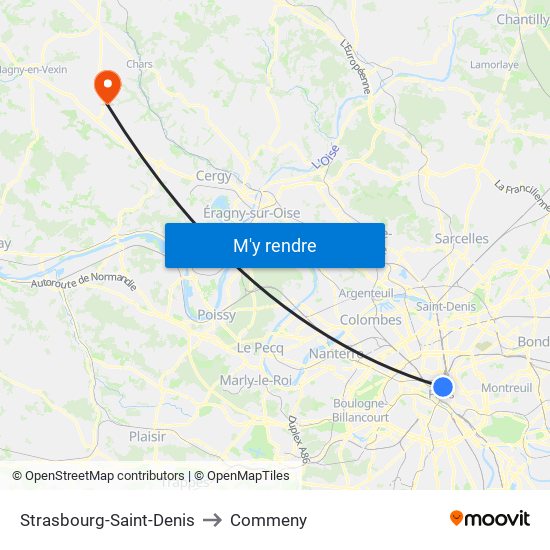 Strasbourg-Saint-Denis to Commeny map