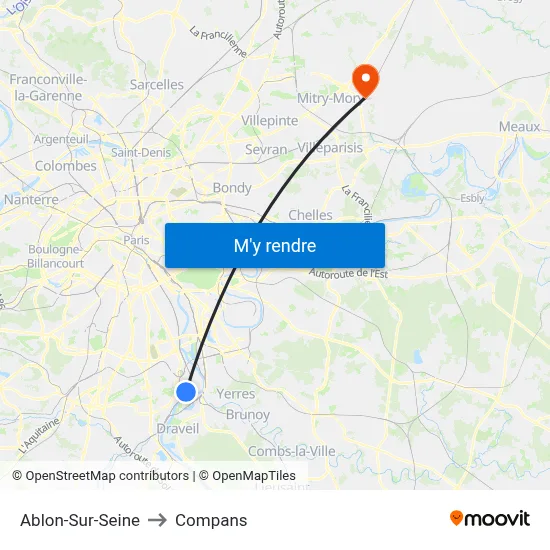 Ablon-Sur-Seine to Compans map
