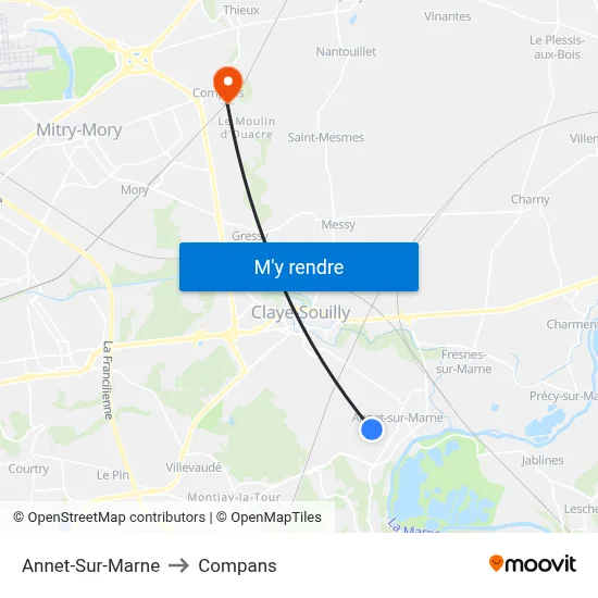 Annet-Sur-Marne to Compans map