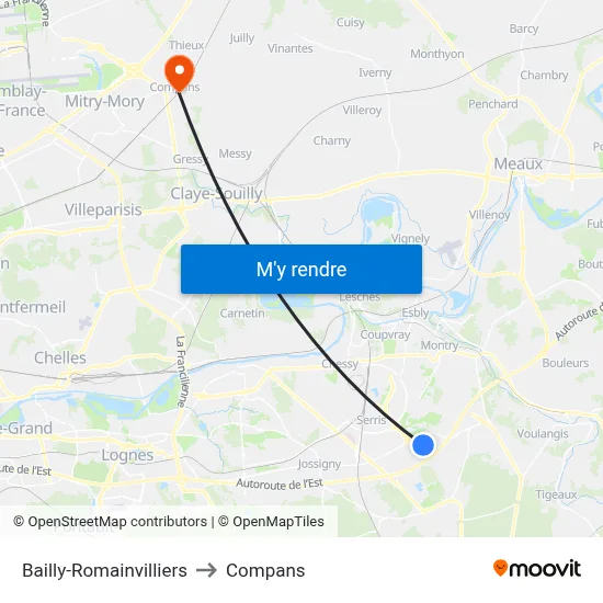 Bailly-Romainvilliers to Compans map