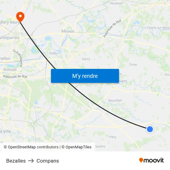 Bezalles to Compans map